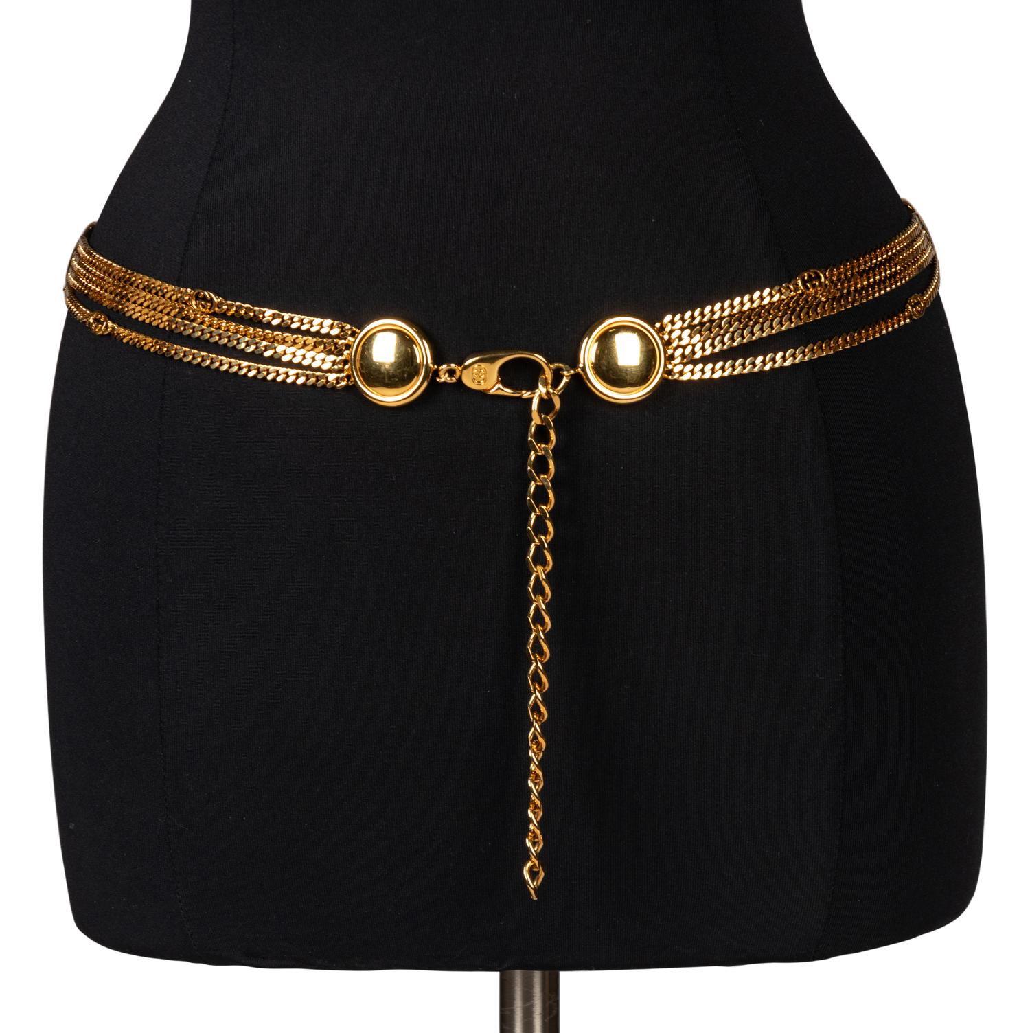 Two Gucci Gold-Tone Metal Belts, Late 20th Century