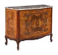An Italian Marquetry Marble-Top Secretary Commode