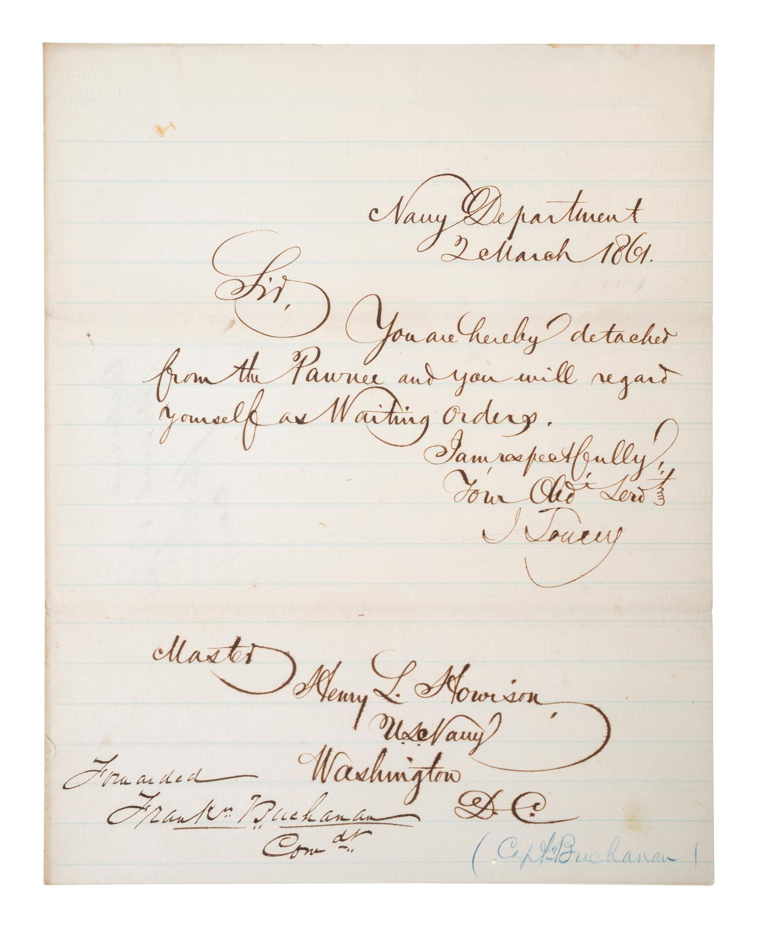 [CIVIL WAR - NAVY]. A group of documents related to the South Atlantic Blockading Squadron with South Carolina interest, including: