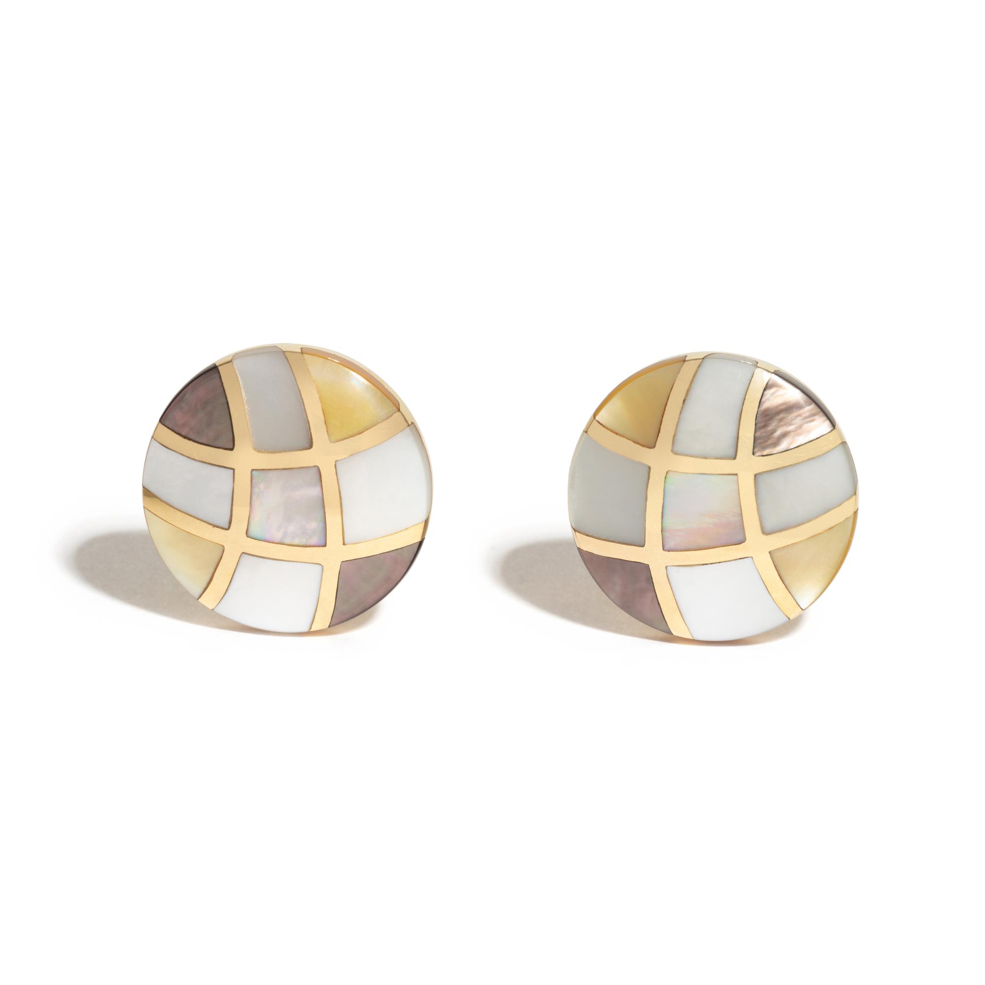 ASCH GROSSBARDT, YELLOW GOLD AND MOTHER-OF-PEARL CLIP EARRINGS