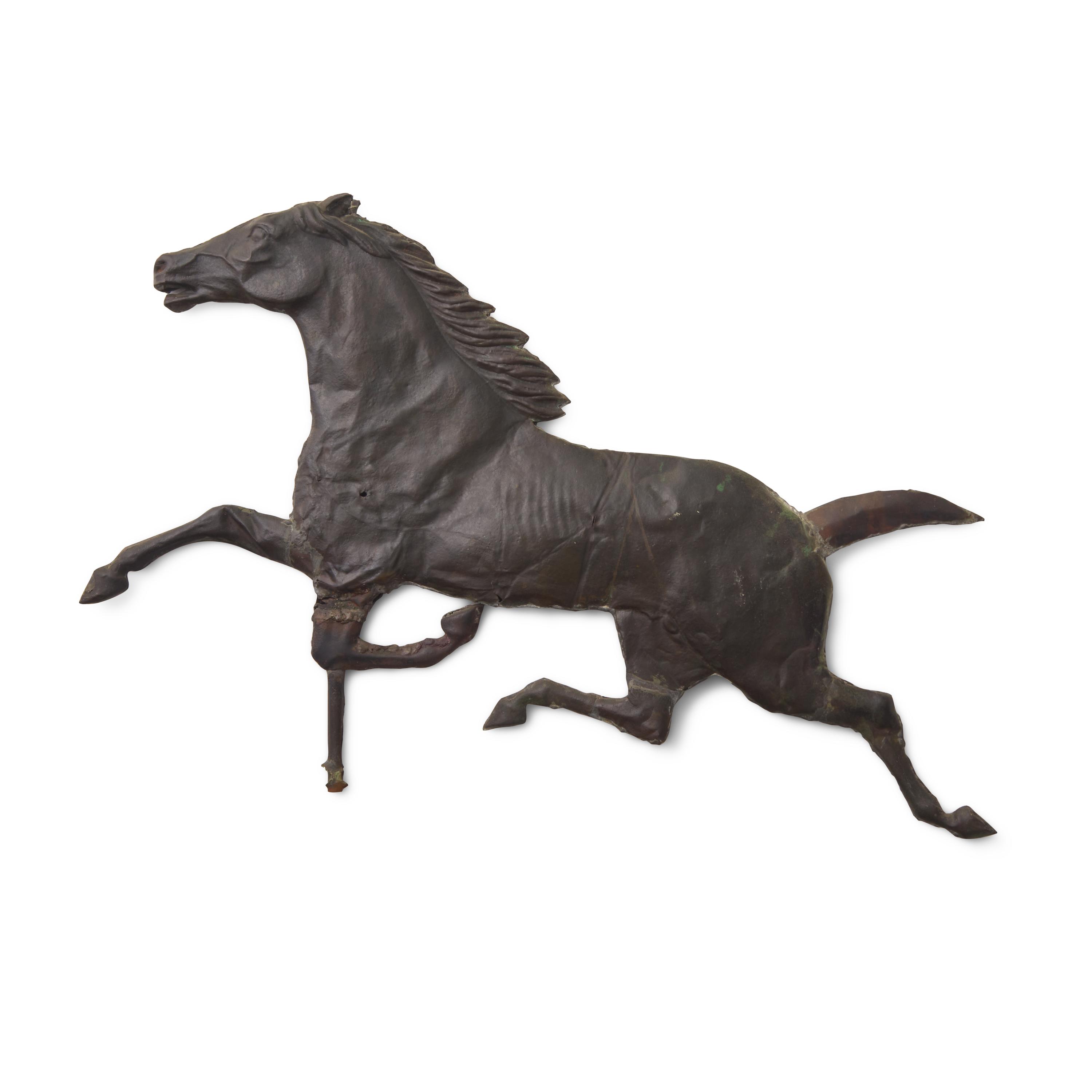 A Molded and Patinated Copper Running Horse Weathervane