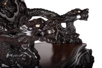 A Japanese Carved Hardwood Armchair, Settee and Marble Inset Stand