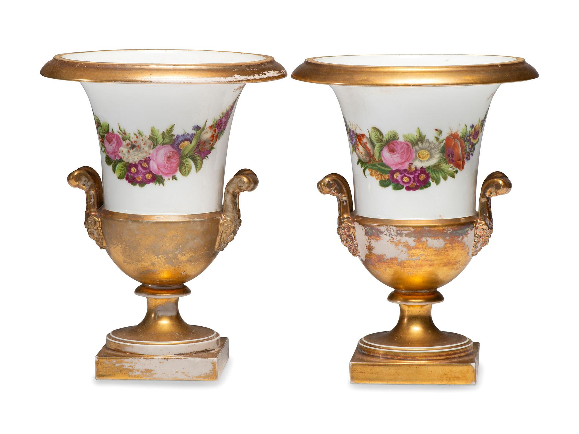 A Pair of Paris Porcelain Urn Vases