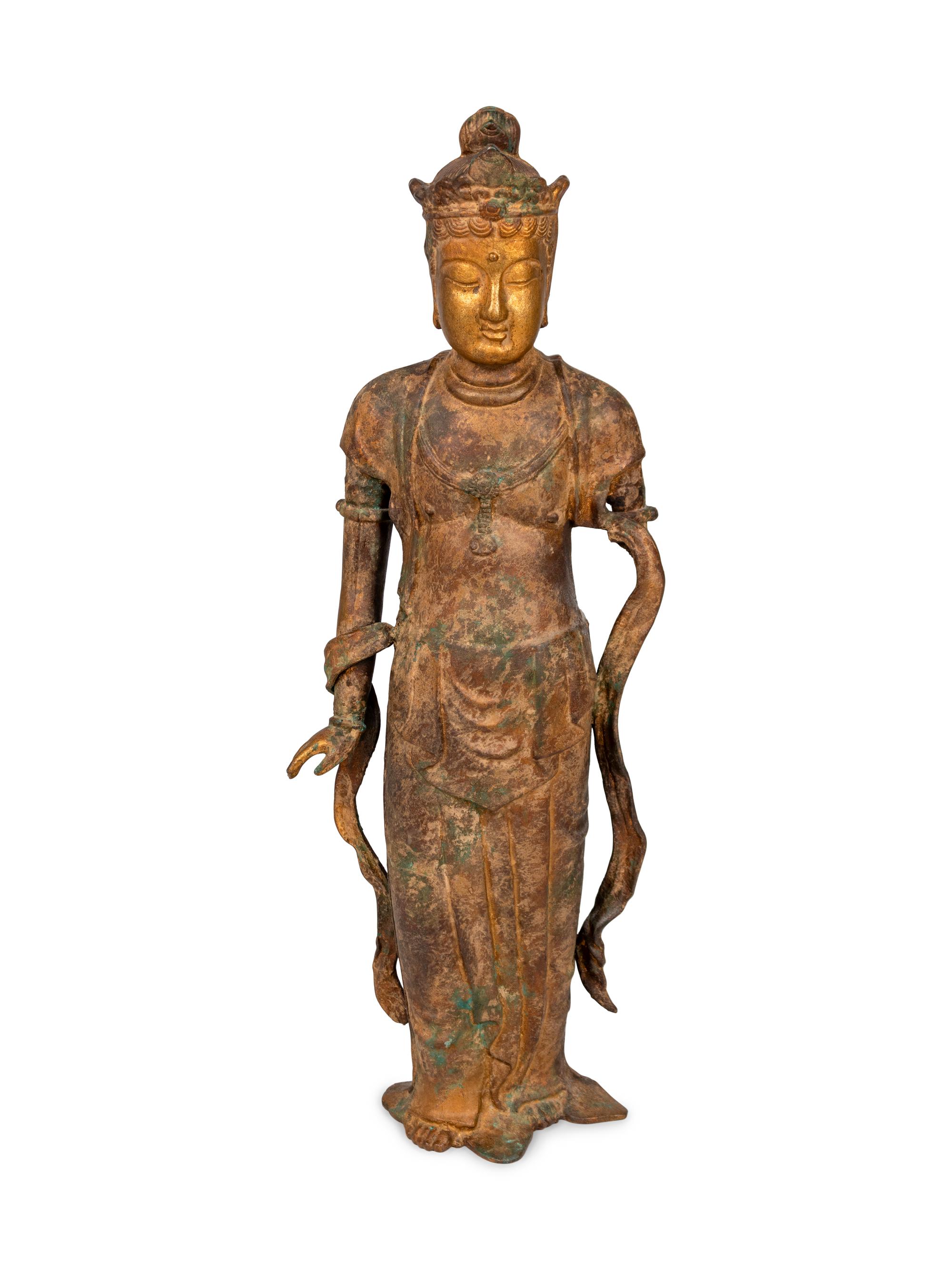 A Chinese Gilt Bronze Figure of Guanyin
