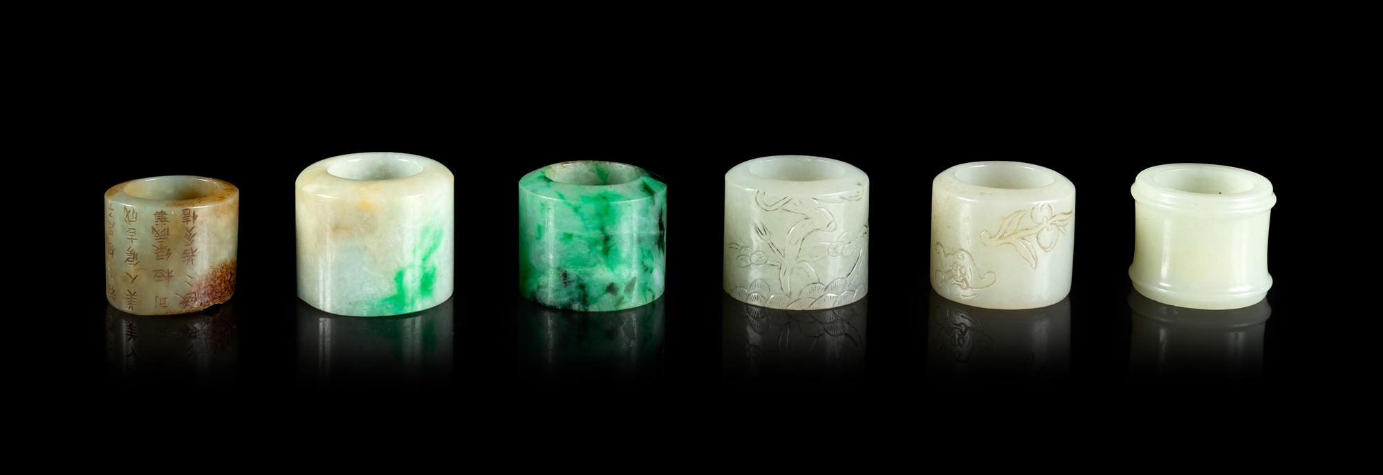 Six Jade and Jadeite Archer's Rings