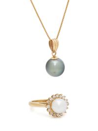 COLLECTION OF CULTURED PEARL AND YELLOW GOLD JEWELRY