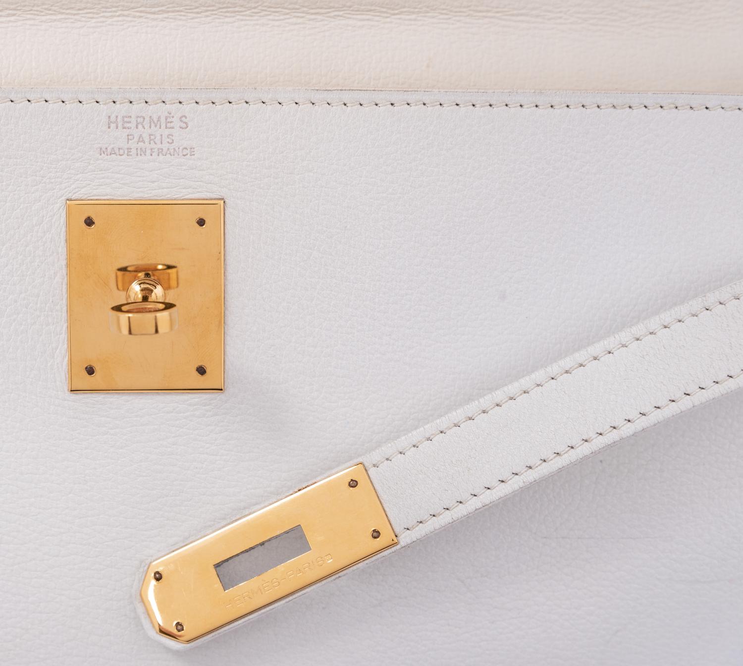 Hermès White Leather Kelly Bag 32cm, 1986