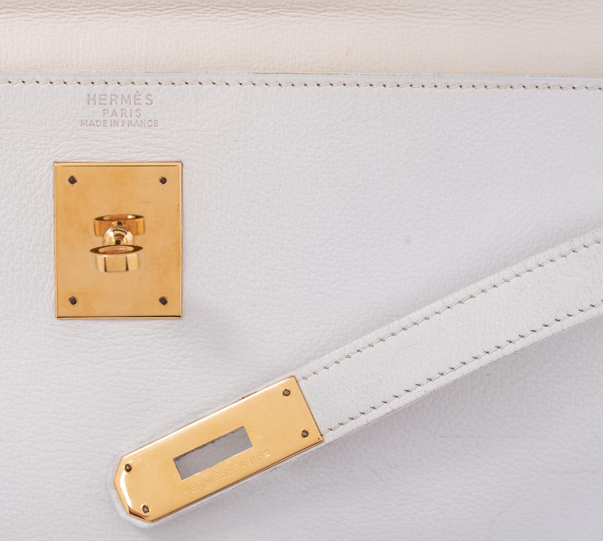 Hermès White Leather Kelly Bag 32cm, 1986
