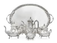 A French Silver Four-Piece Tea and Coffee Service, Francois-Auguste Boyer-Callot, Paris, Late 19th Century, comprising a teapot, coffee