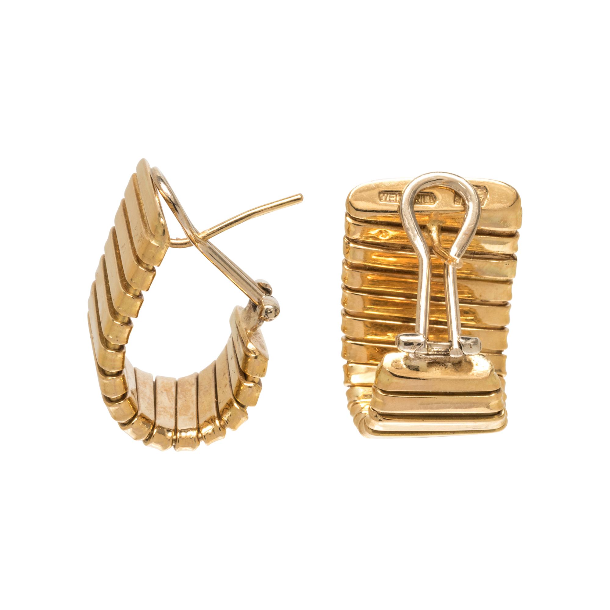 CARLO WEINGRILL, YELLOW GOLD HOOP EARCLIPS