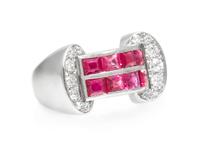 A Retro Platinum, Ruby and Diamond Ring, 8.00 dwts.