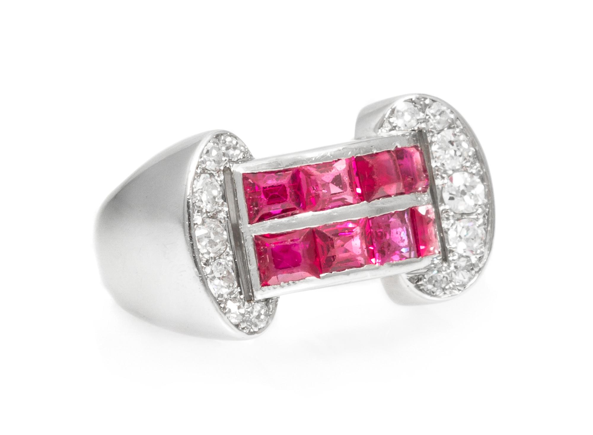 A Retro Platinum, Ruby and Diamond Ring, 8.00 dwts.