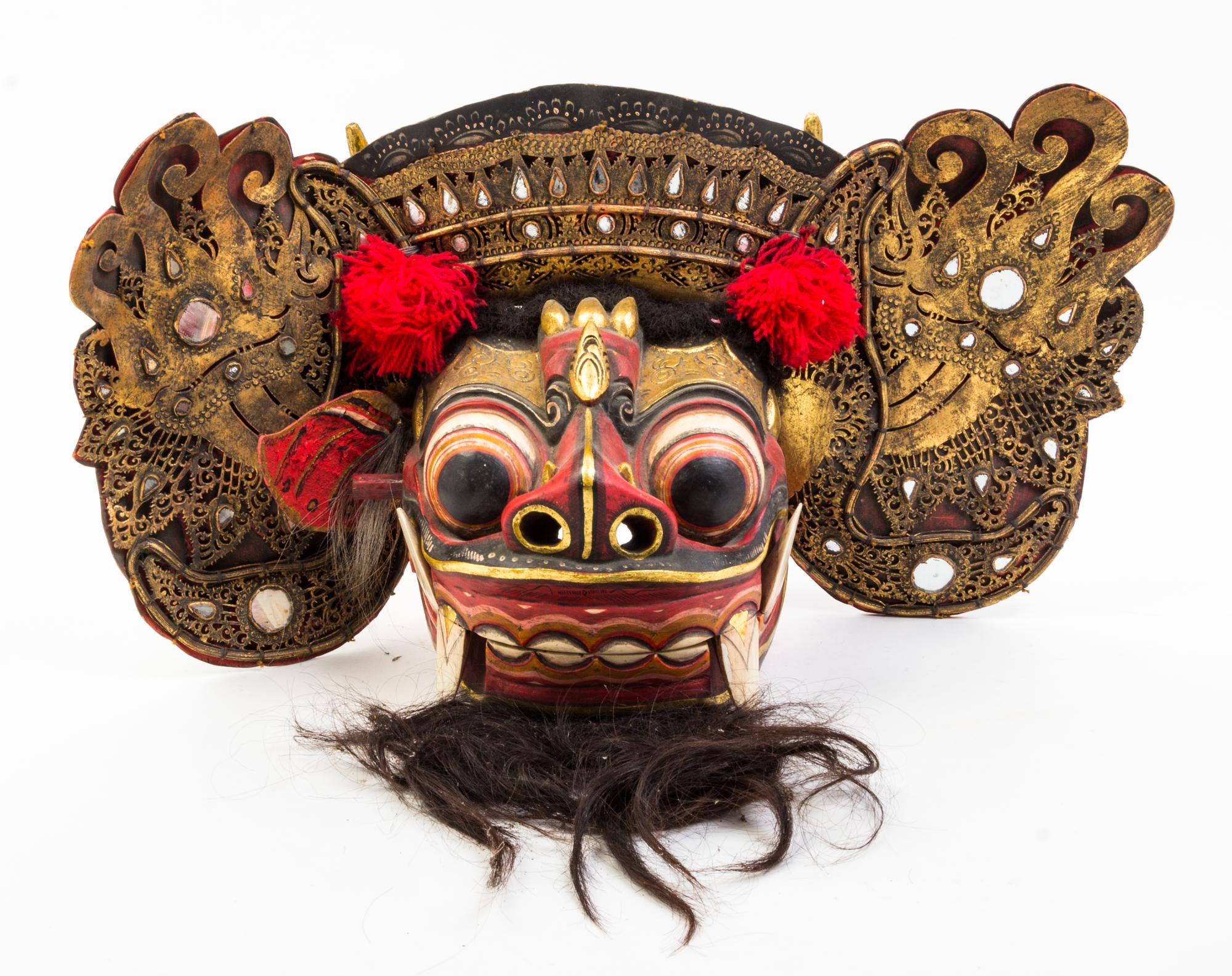 Three Southeast Asian Barong Masks Width of largest 21 1/4 inches.