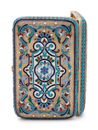 A Russian Silver-Gilt and Enameled Cigarette Case