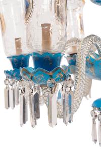 A Bohemian Enameled Opaline Glass Six-Light Chandelier for the Persian Market
