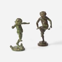 Bonnie MacLeary (American, 1886-1971) Two Miniature Works: Child Pinched by Crab and Child with Frogs, Gorham Co. Founders (founded 1831), Providence, RI, early 20th century