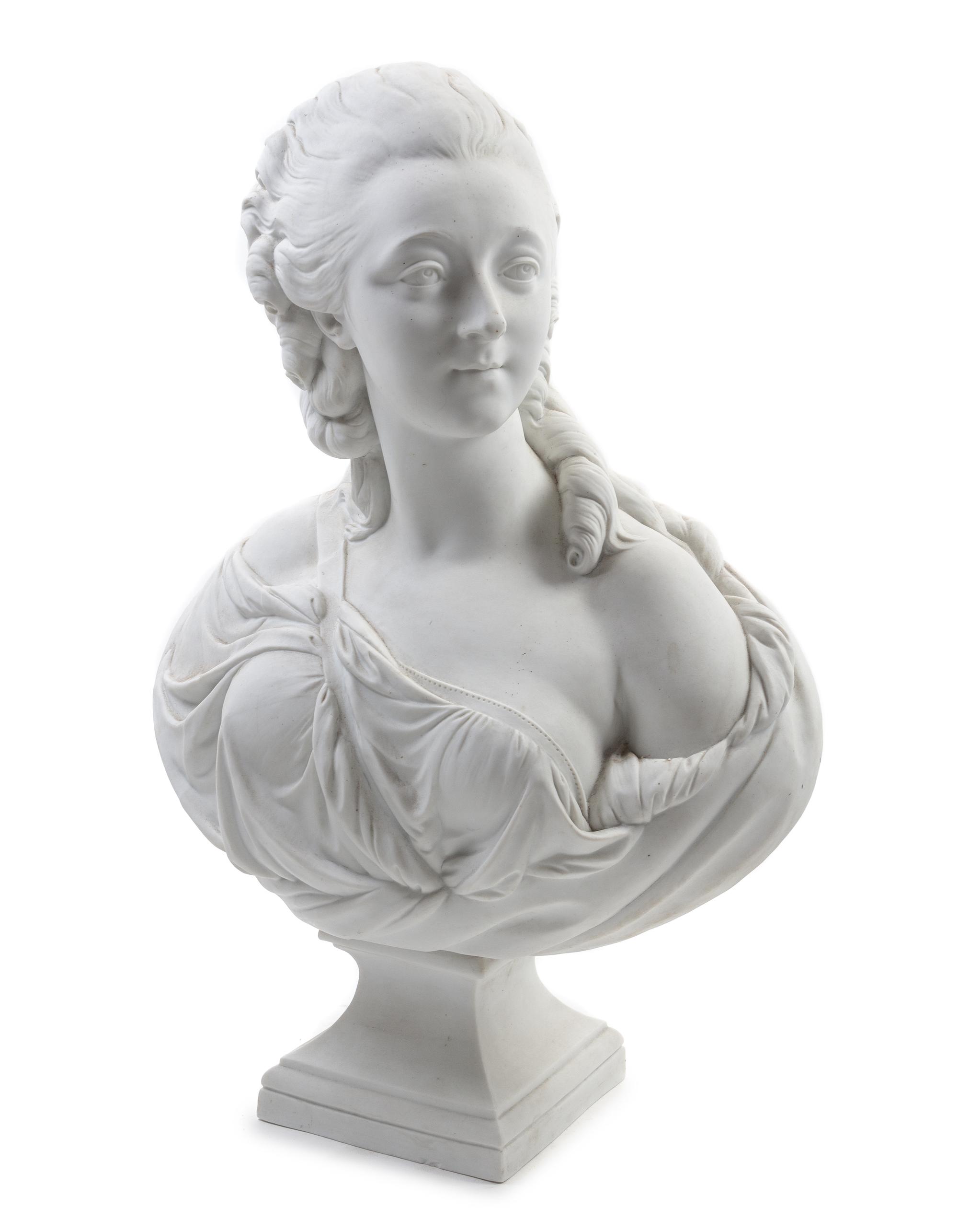 A French Parian Ware Bust Height 24 inches. — AFTER AUGUSTIN PAJOU, 19TH CENTURY