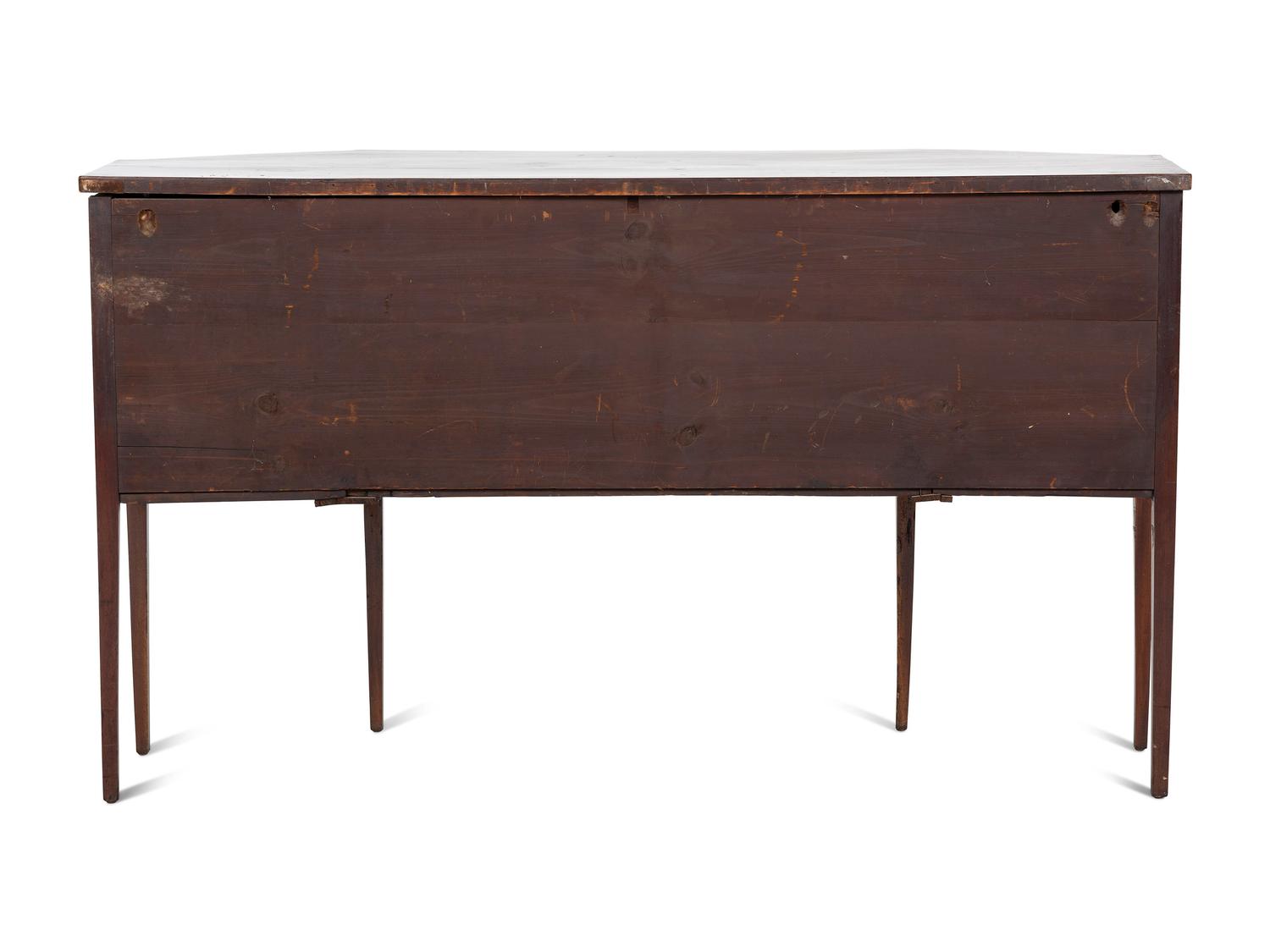 A Federal Figured Walnut and Birch Tambour and Bow-Front Sideboard