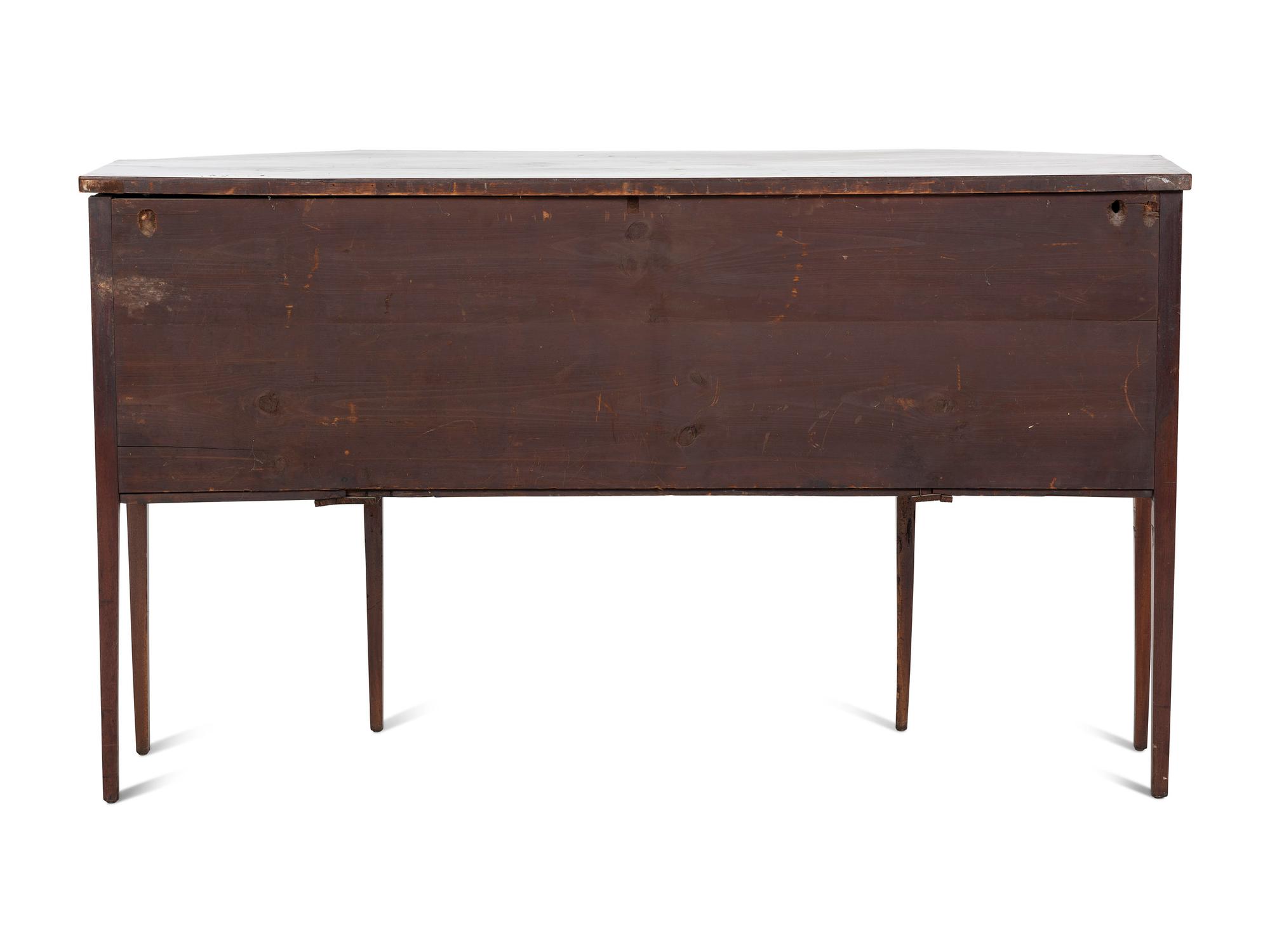 A Federal Figured Walnut and Birch Tambour and Bow-Front Sideboard
