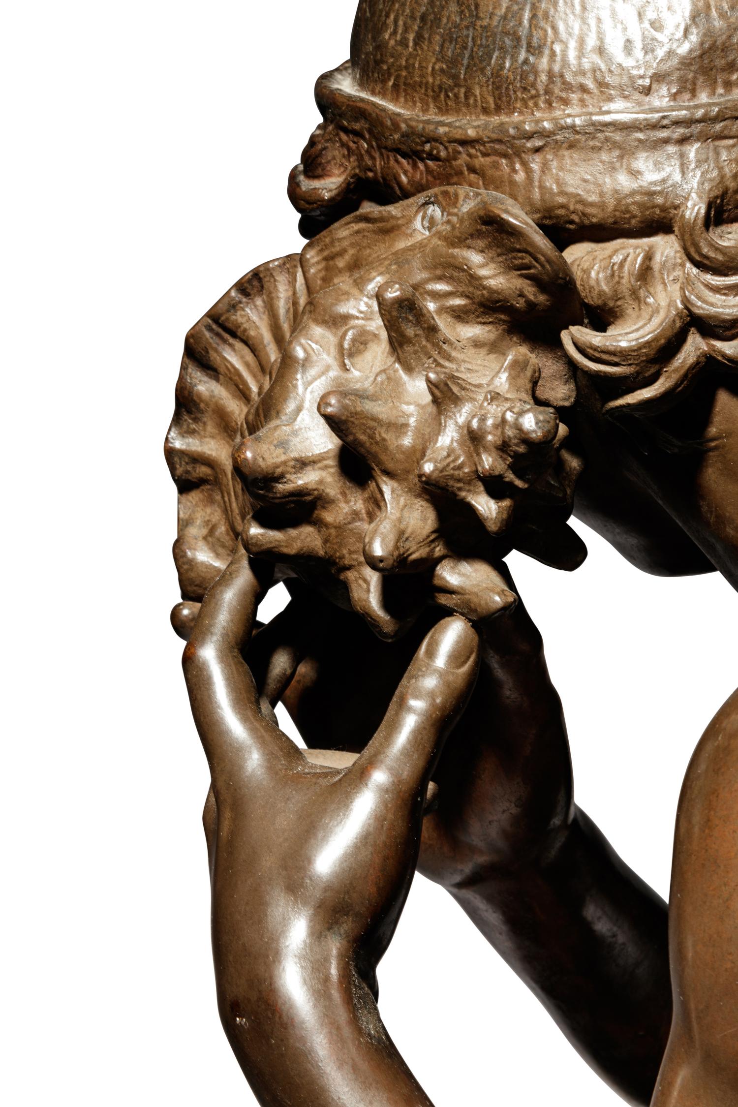 Jean-Baptiste Carpeaux (French, 1827-1875) | 19th Century | Le jeune pêcheur à la coquille | bronze | signed JB Carpeaux and with Propriété Carpeaux stamp | Height 35 1/2 x width 15 5/8 x depth 18 5/8 inches.
