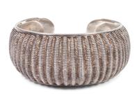 Basket-Weave Silver Cuff Bracelet