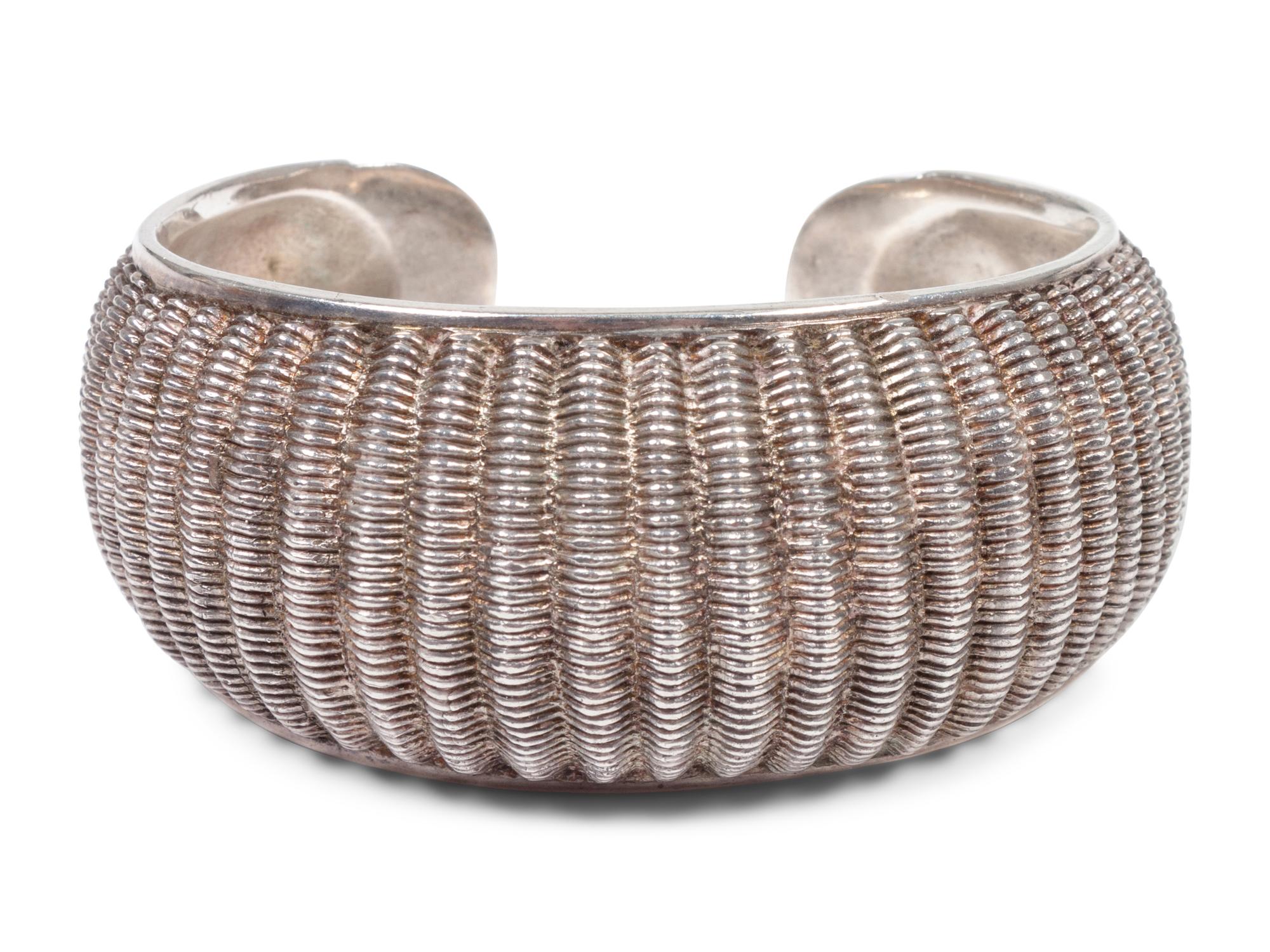 Basket-Weave Silver Cuff Bracelet