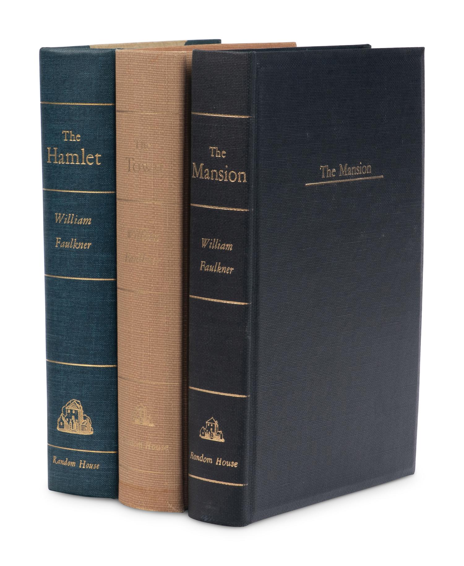 FAULKNER, William (1897-1962). [The Snopes trilogy]. The Hamlet . 1940. -- The Town . 1957. -- The Mansion . 1959. New York: Random House.