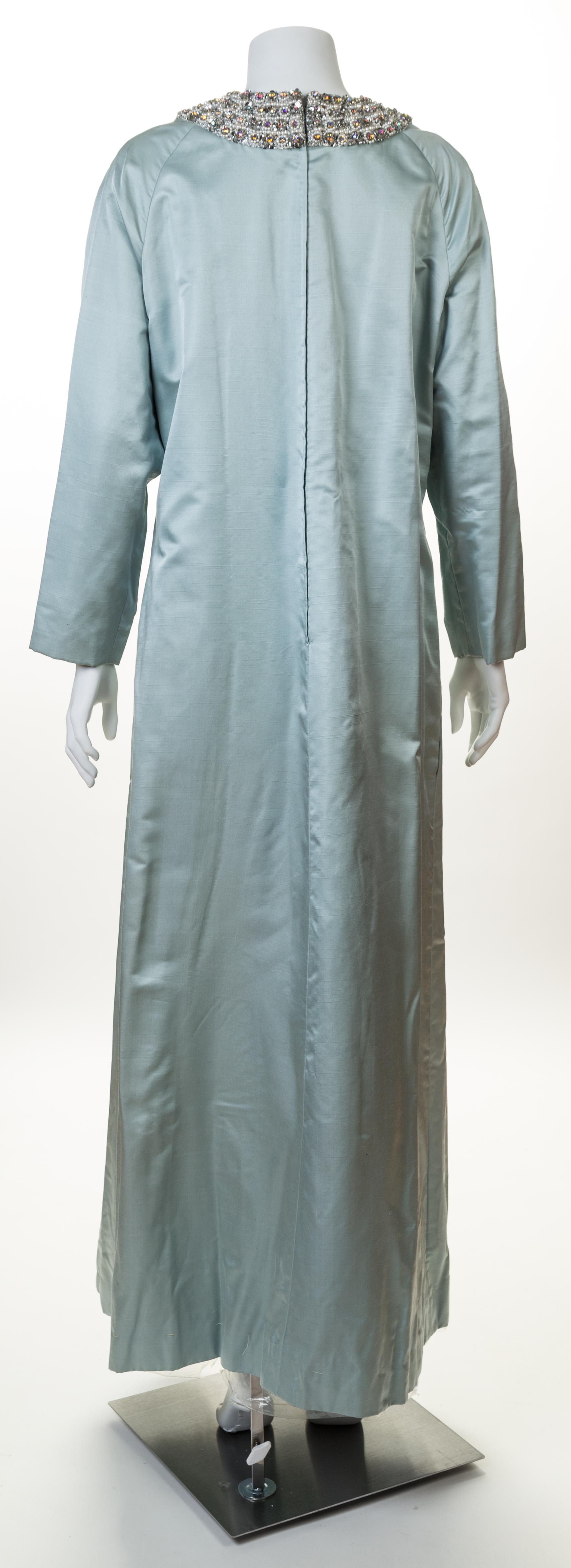 A Malcolm Starr Pale Blue Silk Caftan, Size 14.