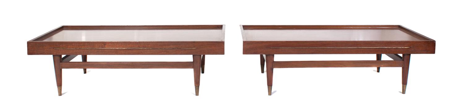 A Pair of American Low Tables Height 12 x width 40 3/4 x depth 21 1/2 inches. — 20TH CENTURY