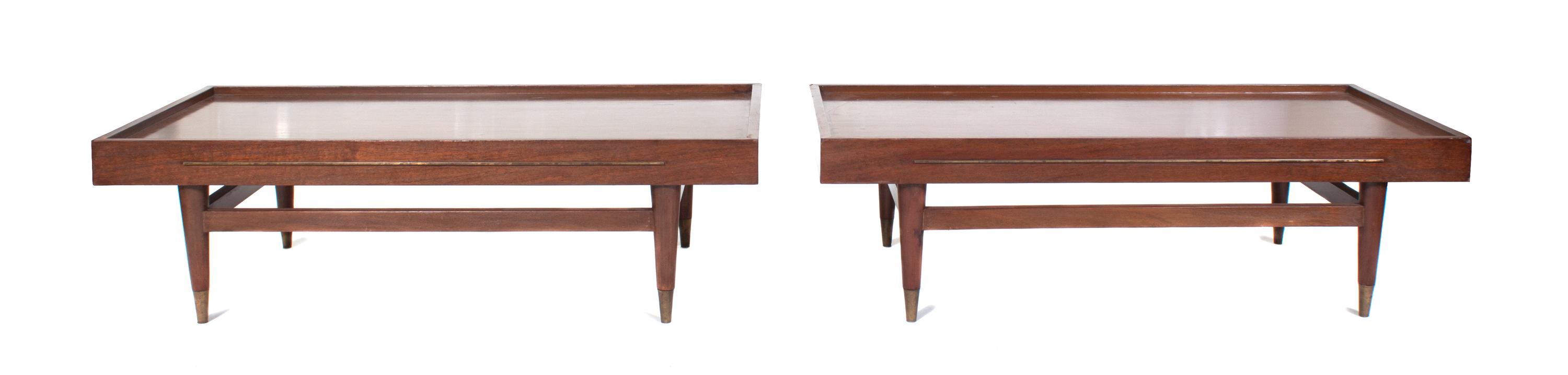 A Pair of American Low Tables Height 12 x width 40 3/4 x depth 21 1/2 inches. — 20TH CENTURY
