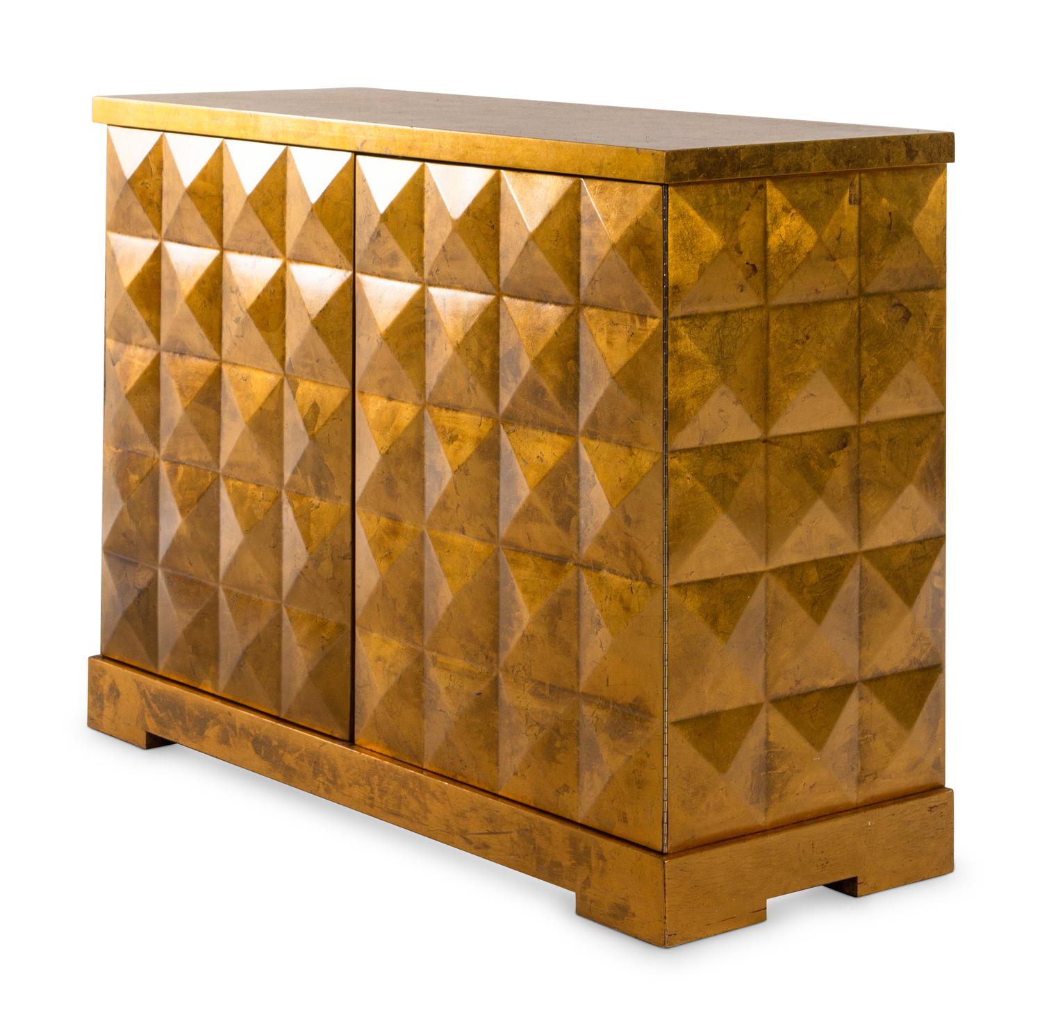 A Contemporary Gold-Finished Two-Door Cabinet