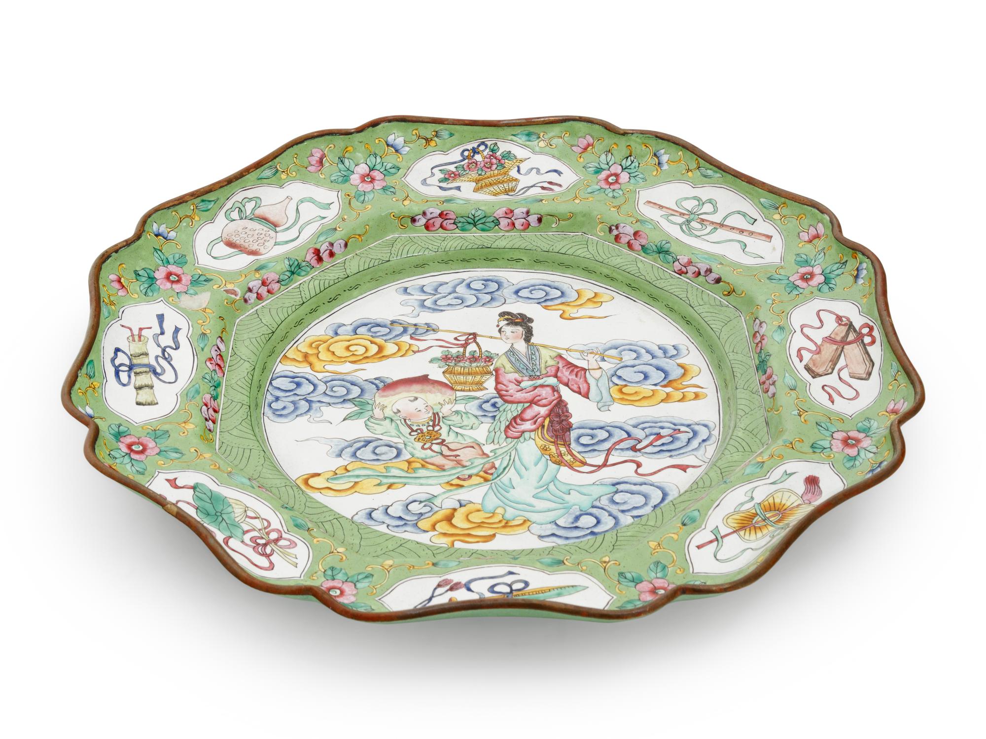 A Chinese Canton Enamel 'Foliate' Plate