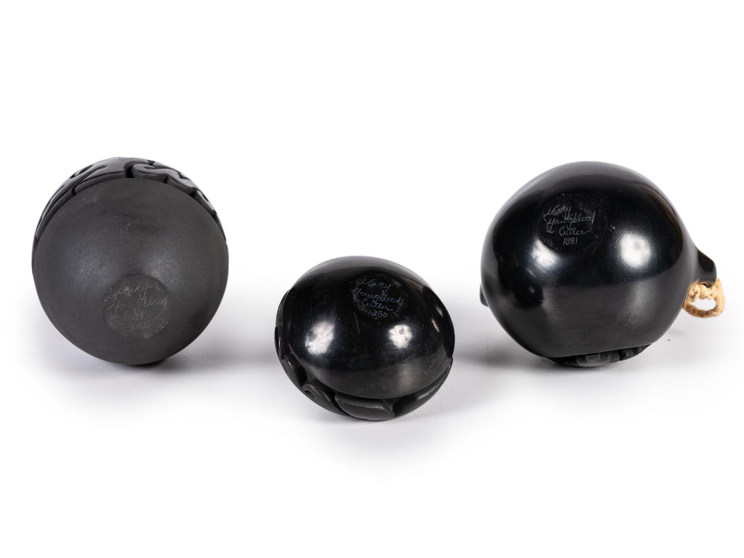 Miniature Carved Blackware Pottery