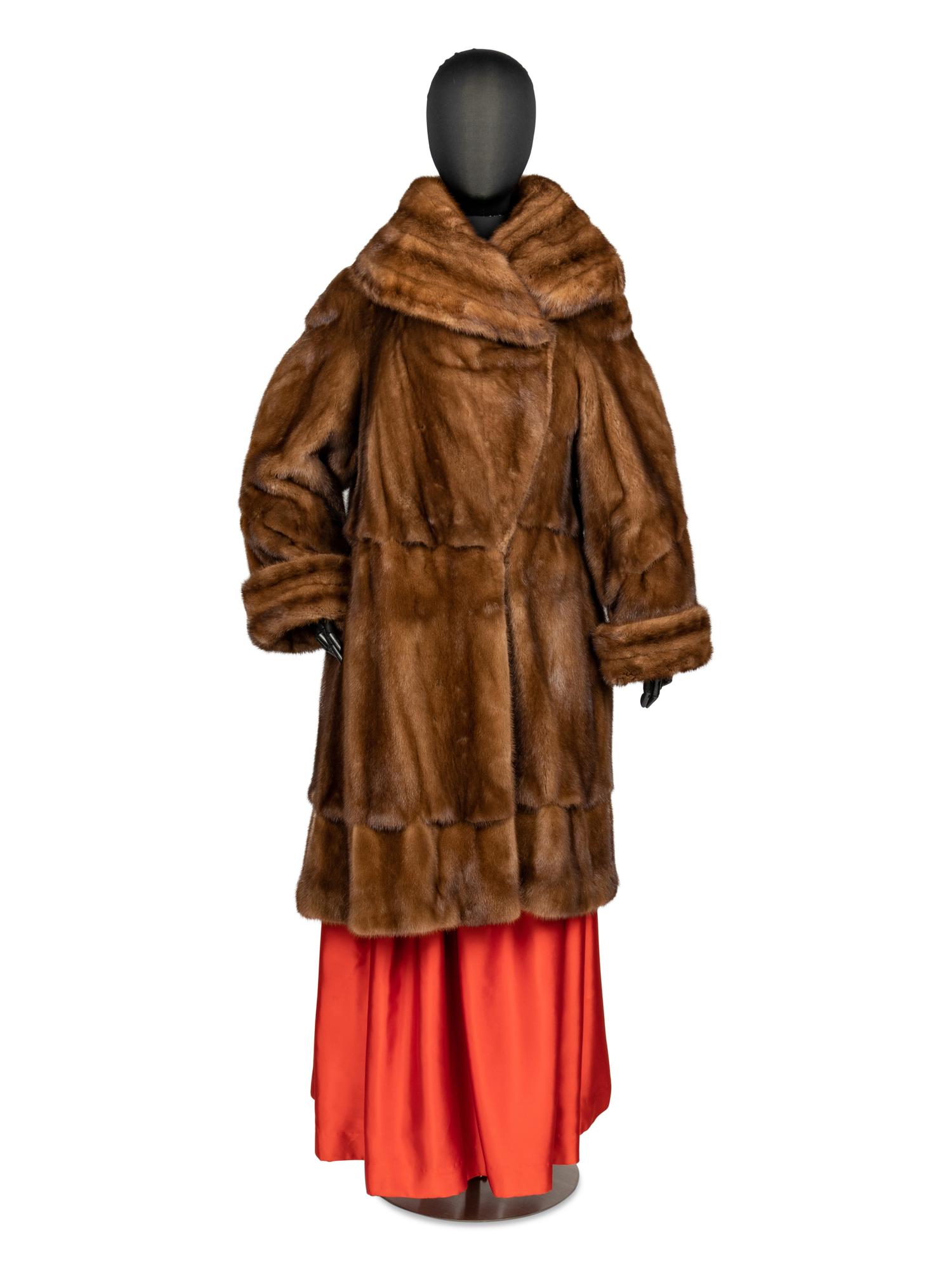 Adolfo Demi Buff Mink Stroller Coat with Cape Collar, 1990s