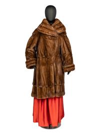 Adolfo Demi Buff Mink Stroller Coat with Cape Collar, 1990s
