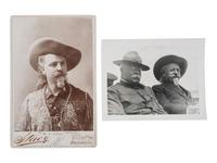 [WILD WEST SHOWS]. A group of 2 photographs of Buffalo Bill Cody, incl. cabinet card photograph by Stacy.