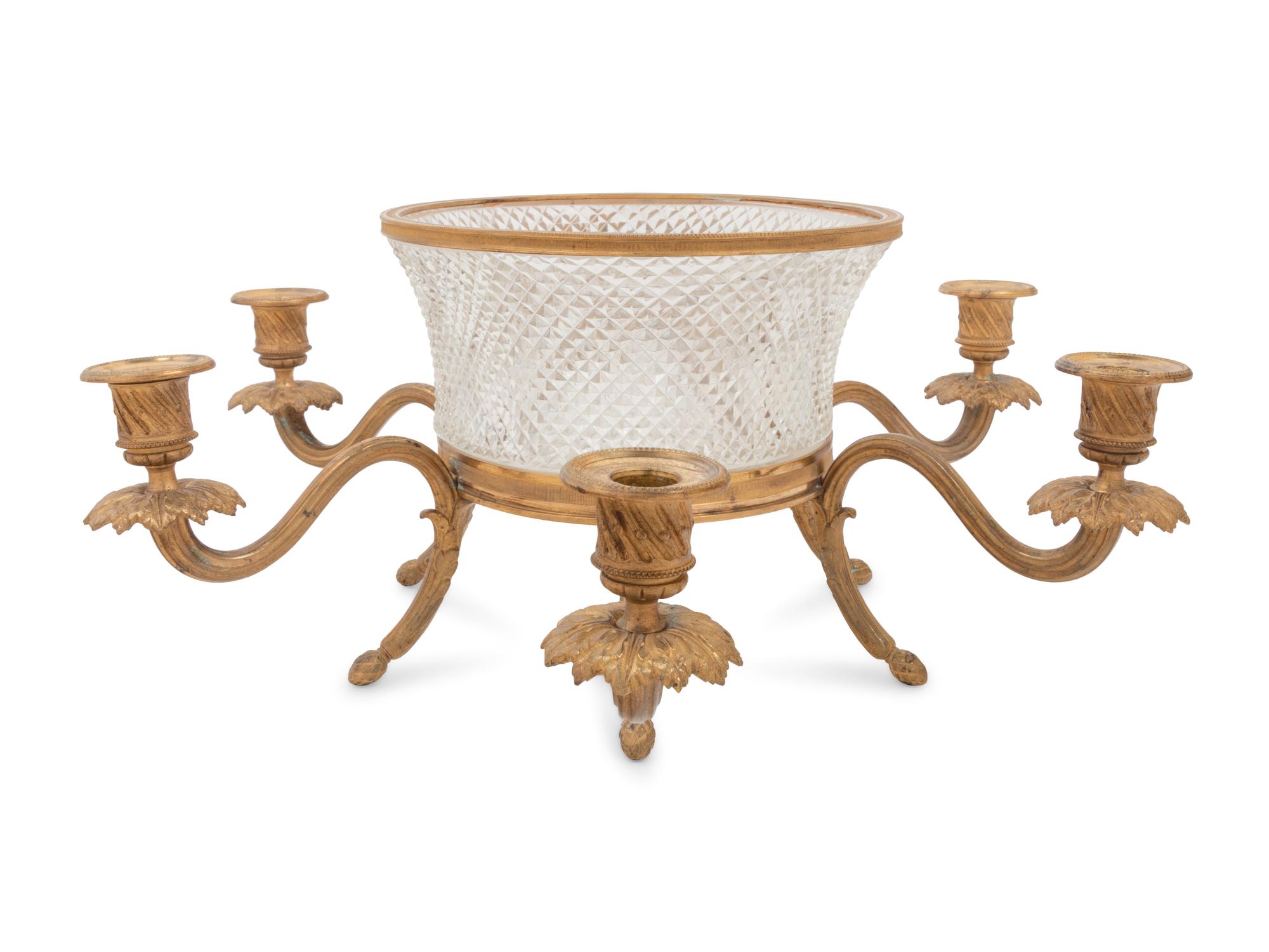 A French Gilt Bronze Mounted Cut Glass Centerpiece