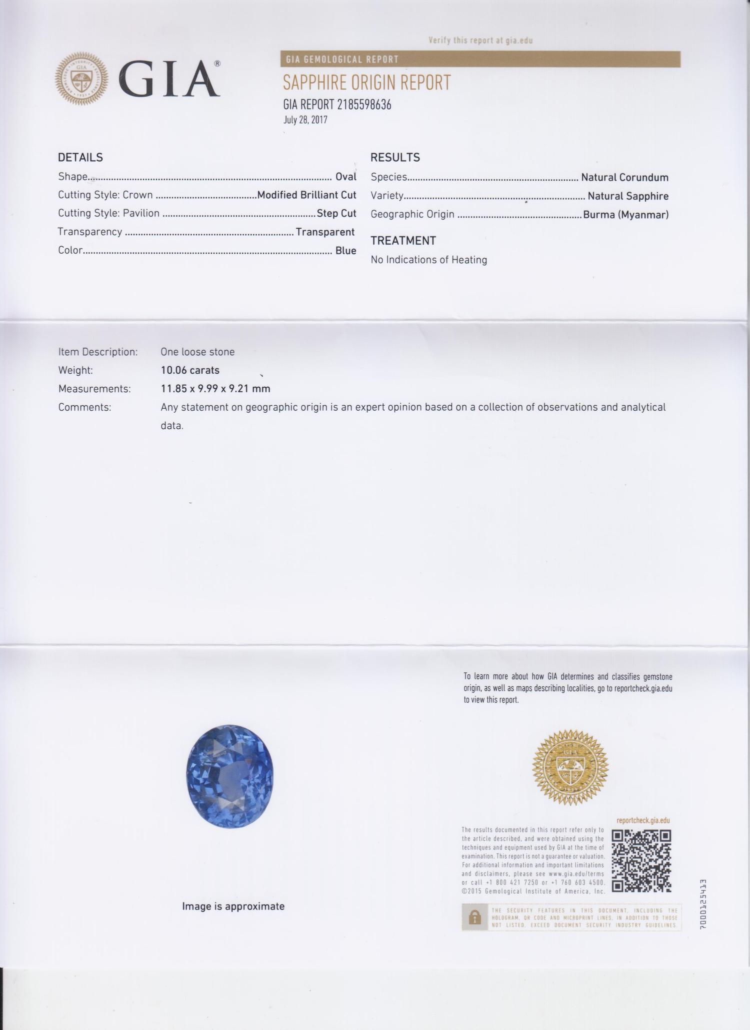 A 10.06 Carat Oval Mixed Cut Burmese Sapphire,