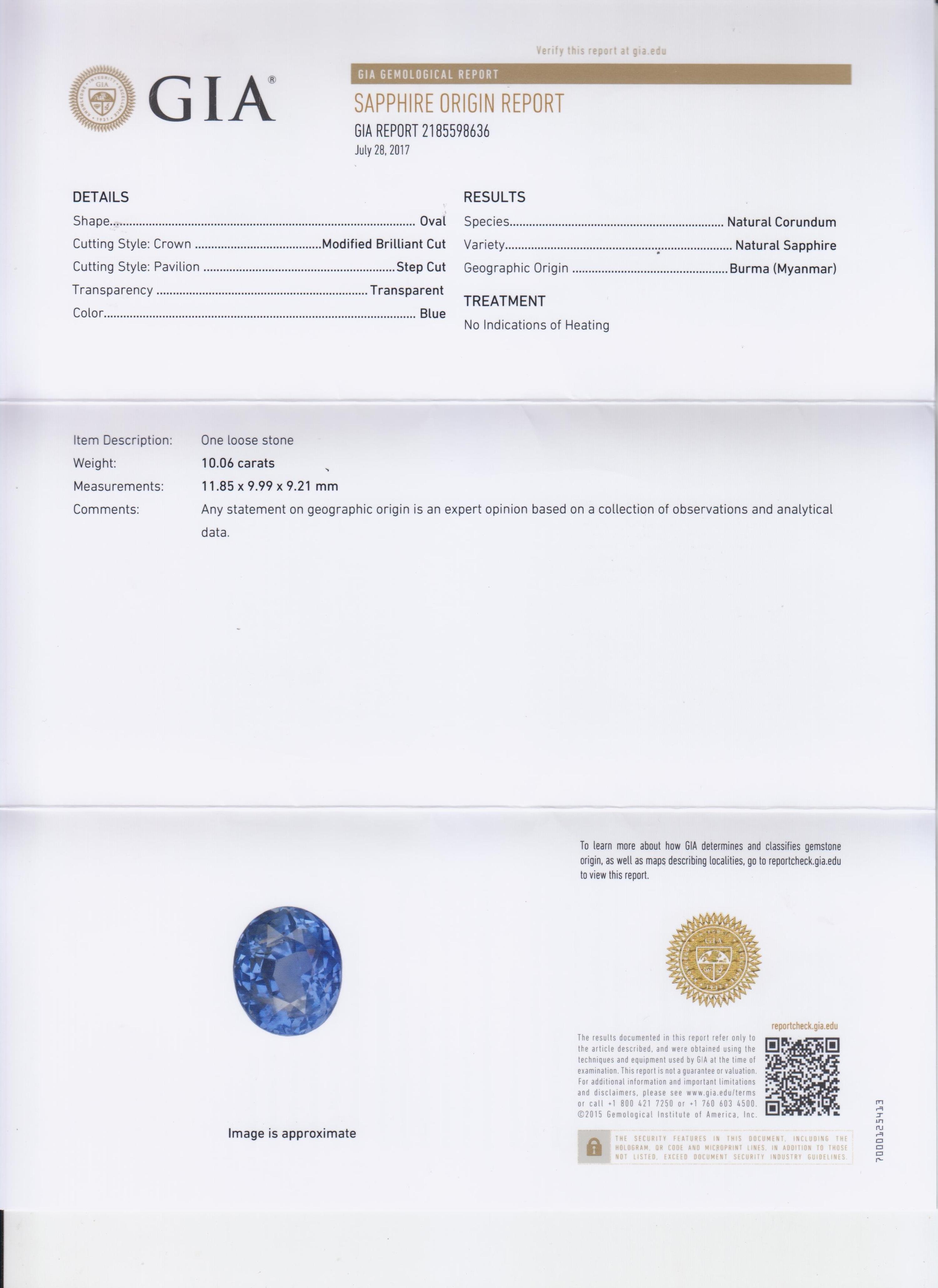 A 10.06 Carat Oval Mixed Cut Burmese Sapphire,