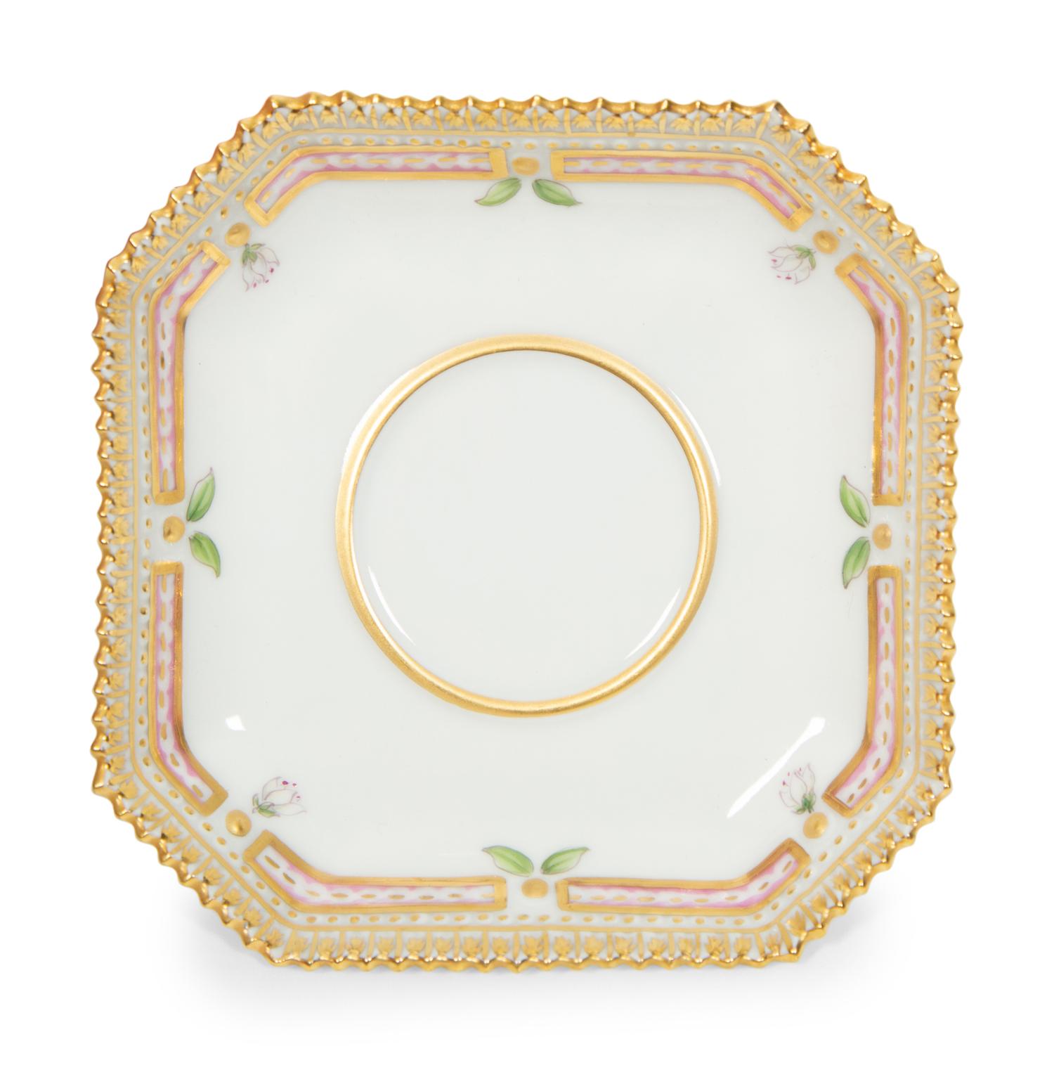 Seven Royal Copenhagen Flora Danica Porcelain Custard Cups and Saucers
