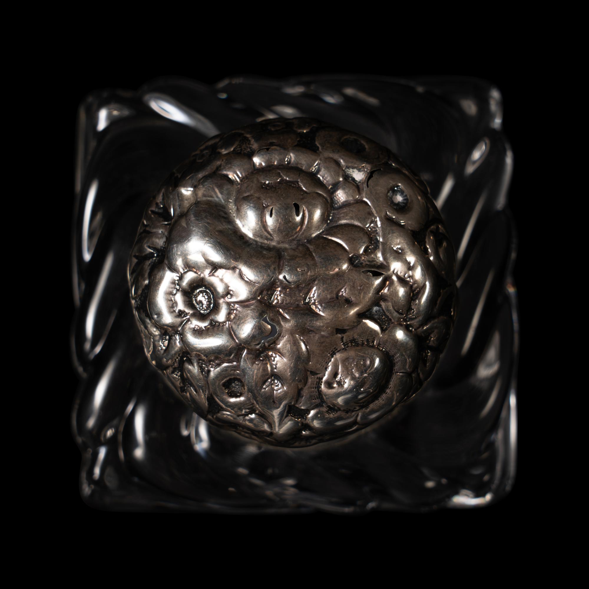 A Cartier Silver Mounted Cut Glass Ink Well