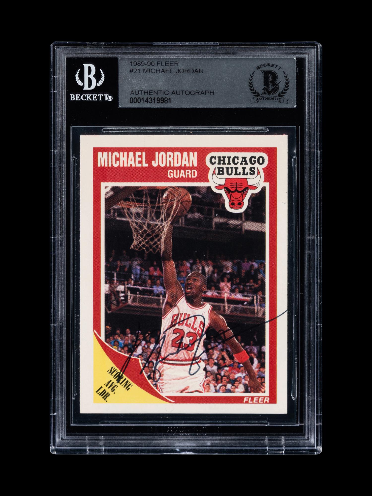 A Michael Jordan Signed Autograph 1989 Fleer Basketball Card No. 21 With Period Signature (Beckett Authentication Services BAS Certified)