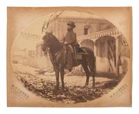 [CIVIL WAR]. Photograph of Horace S. Green, Company B, 3rd Michigan Cavalry, on horseback.