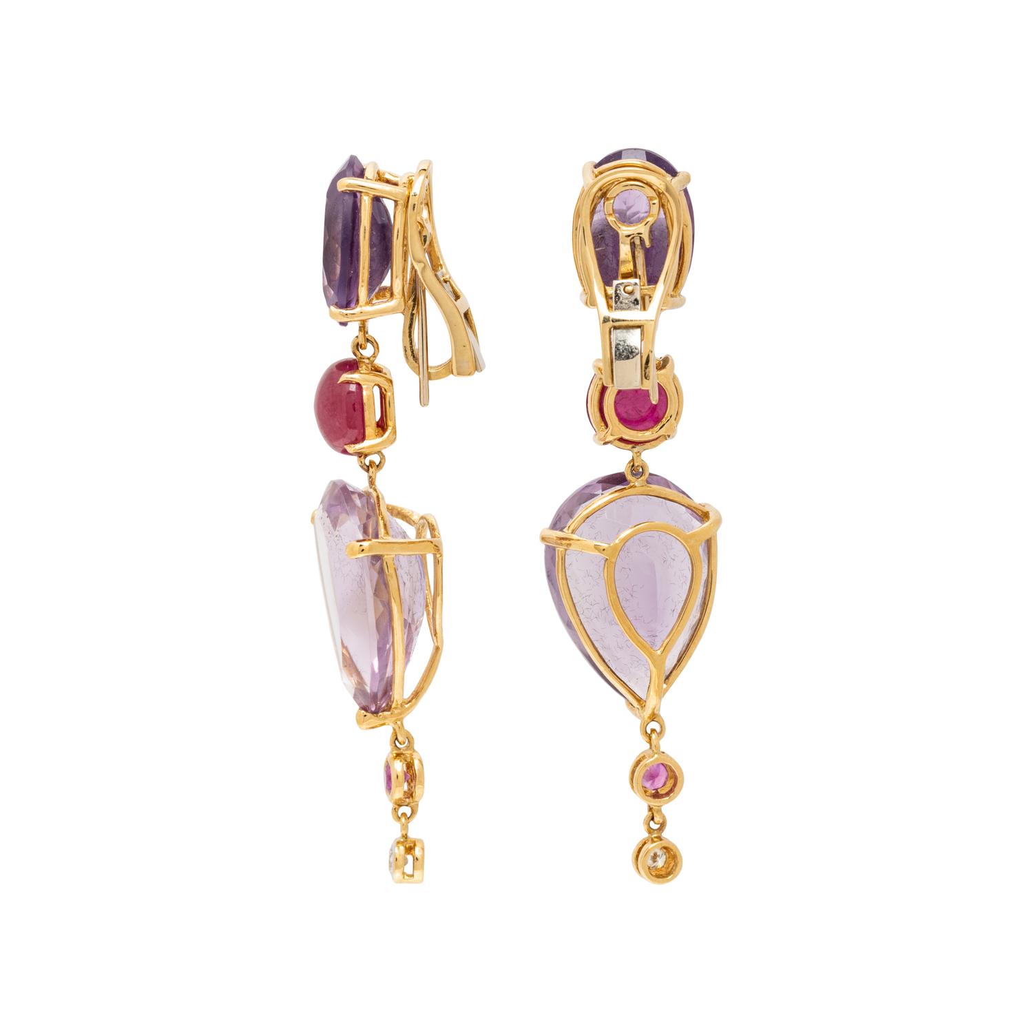 YELLOW GOLD AND MULTIGEM EARRINGS