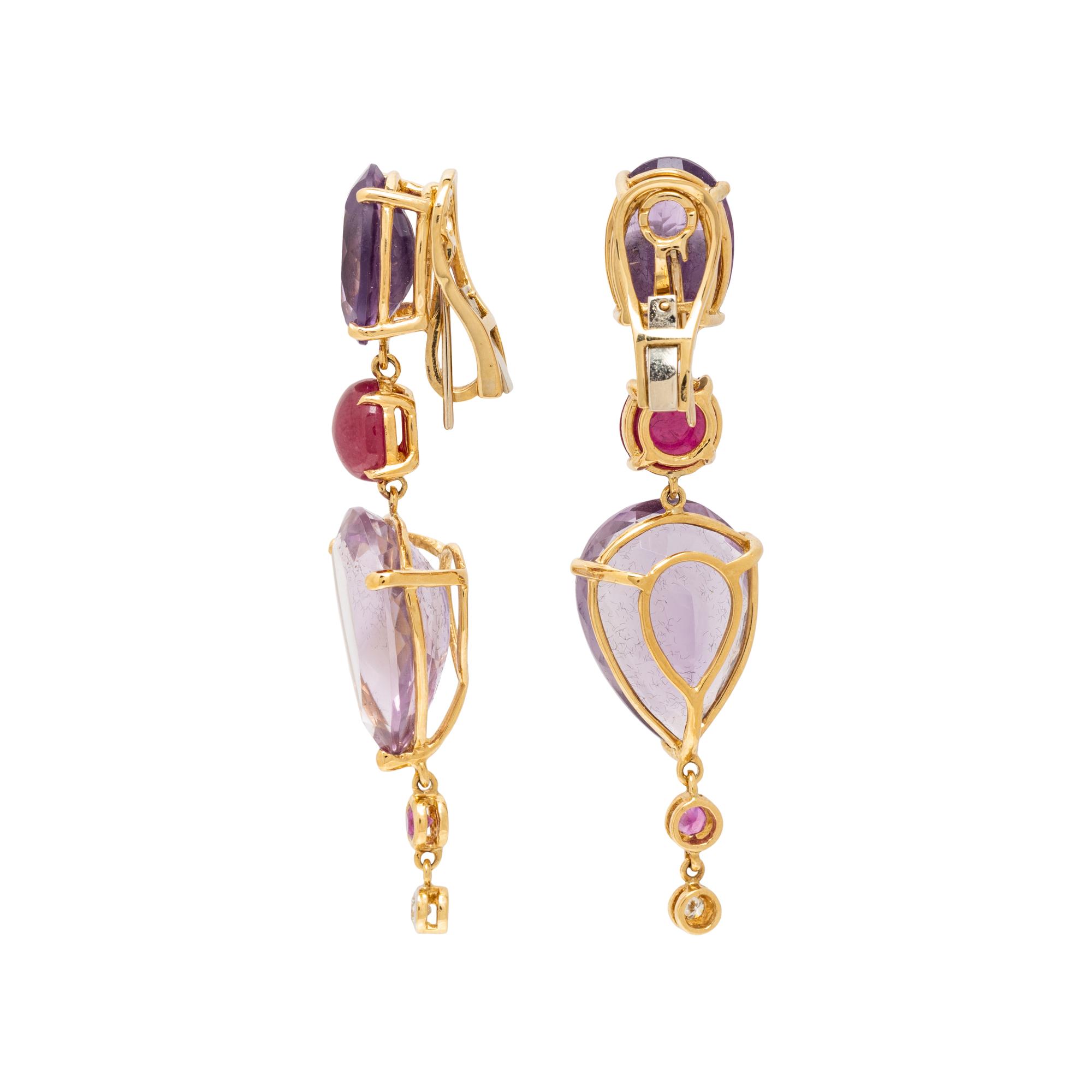 YELLOW GOLD AND MULTIGEM EARRINGS