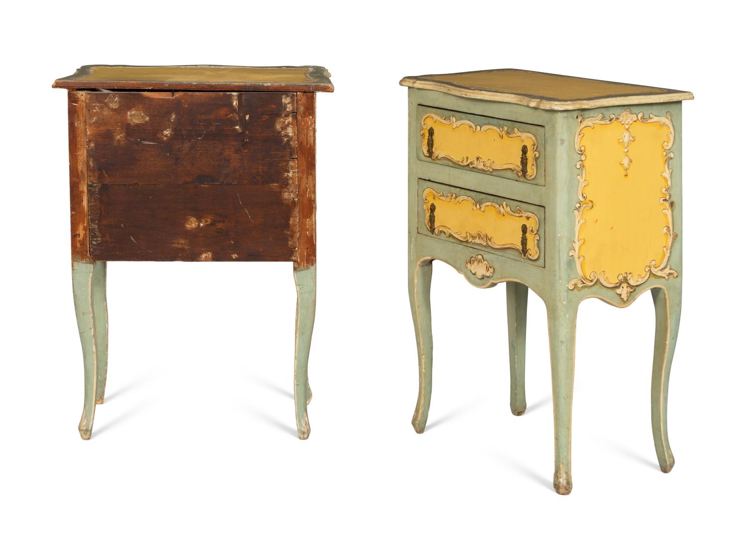 A Pair of Italian Polychrome-Painted Commodini