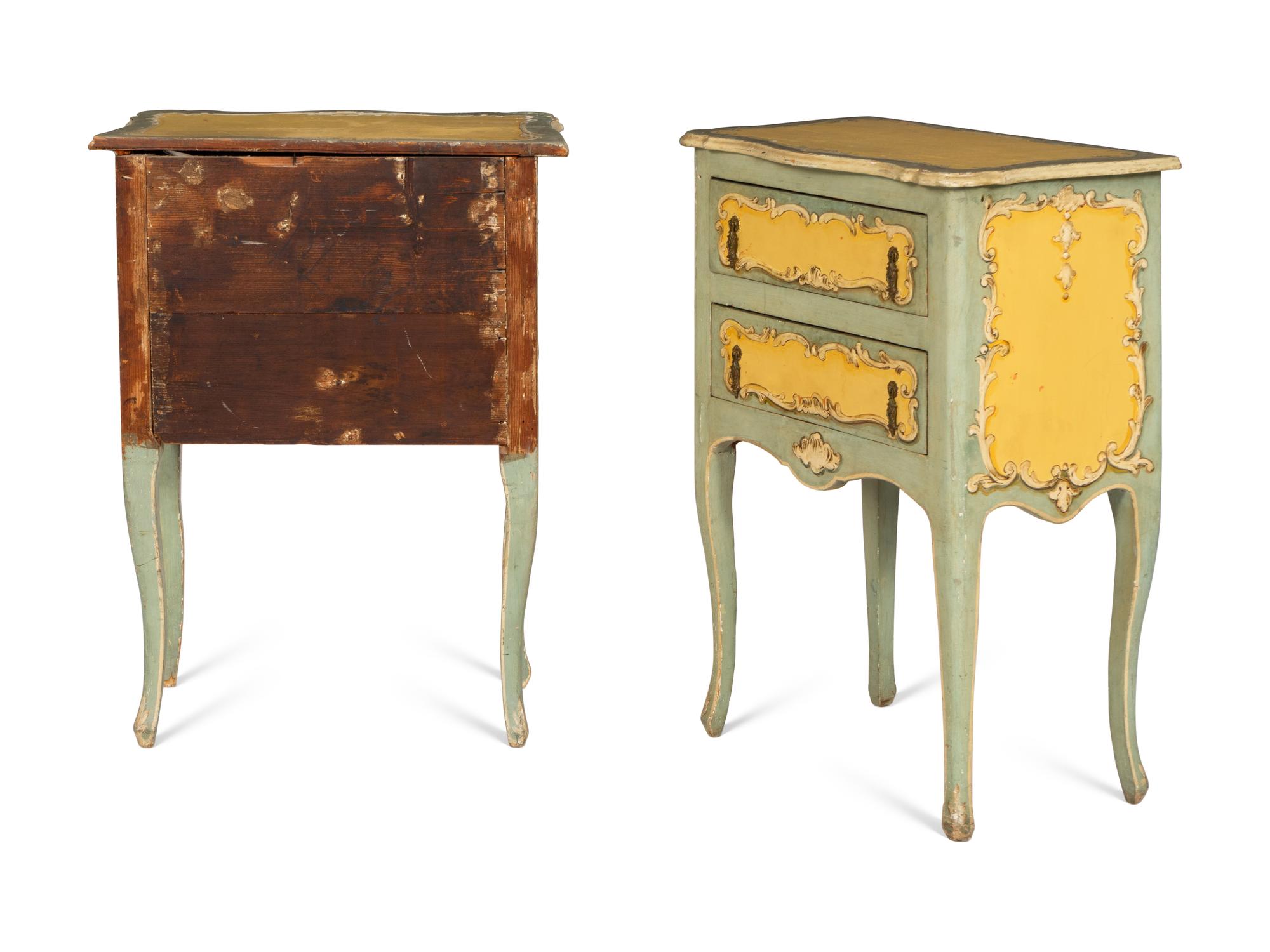 A Pair of Italian Polychrome-Painted Commodini