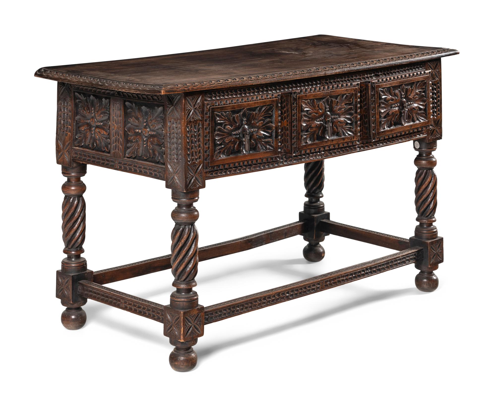 A Jacobean Style Carved Walnut Console Table