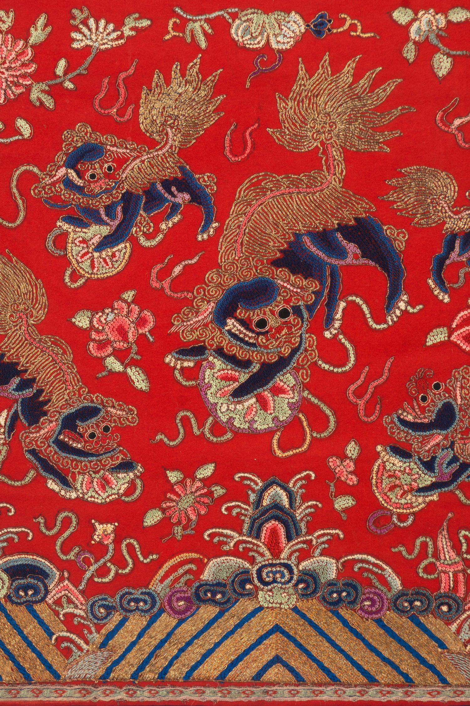 Three Chinese Embroidered Silk Panels