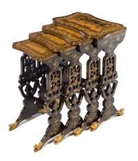 A Set of Four Chinese Export Lacquered Nesting Tables Height 28 x width 20 x depth 13 1/2 inches. — LATE 19TH CENTURY